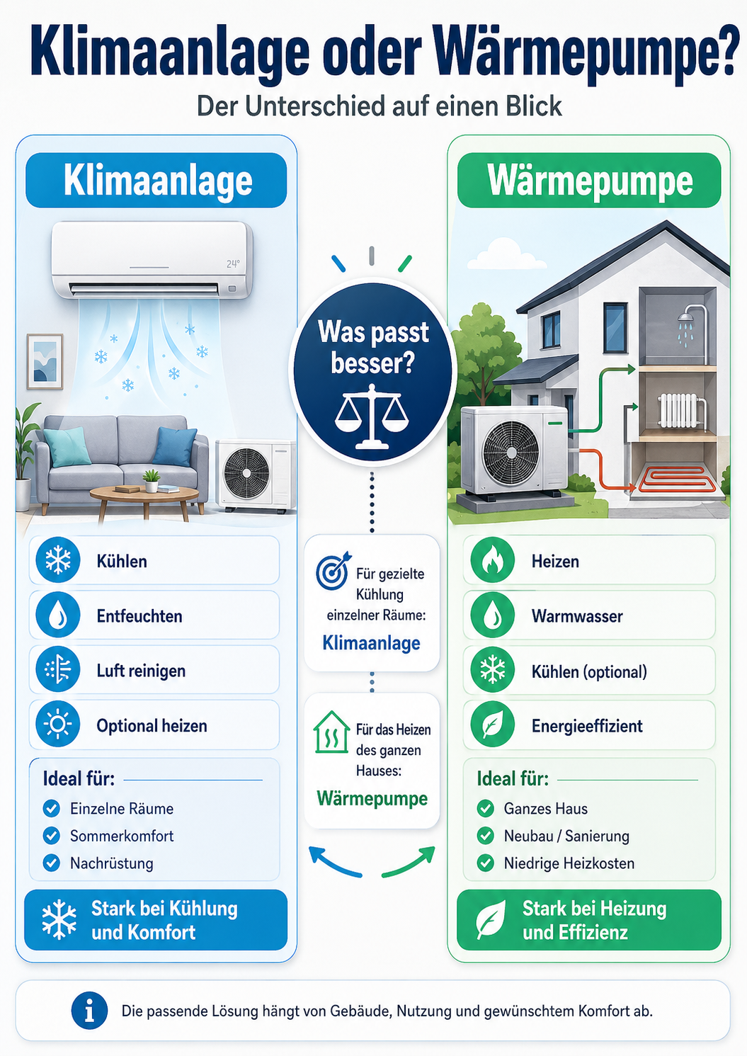 Klimanlage oder Wärmepumpe?
